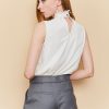Solid color styling belt pants